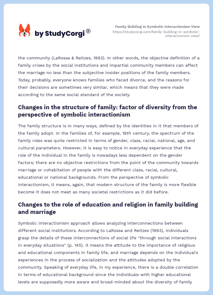 Family Building in Symbolic Interactionism View. Page 2