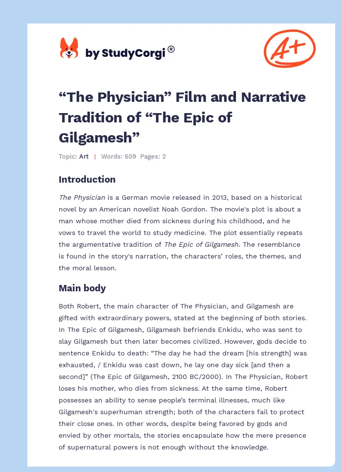 “The Physician” Film and Narrative Tradition of “The Epic of Gilgamesh”. Page 1