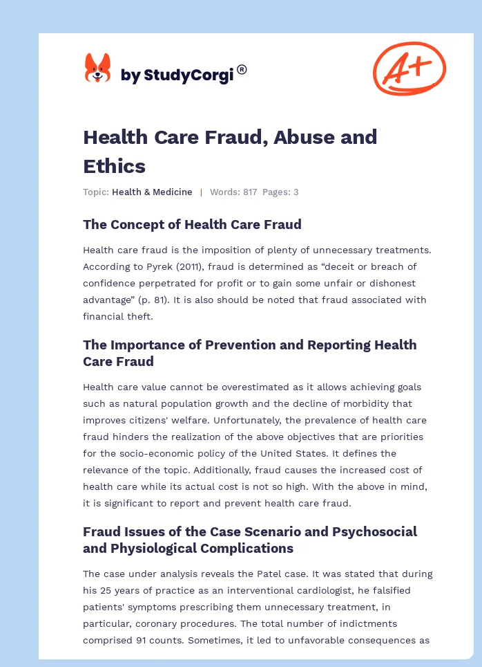 Health Care Fraud, Abuse and Ethics. Page 1