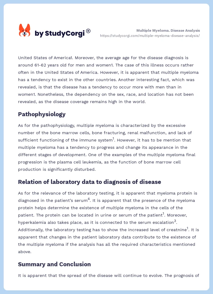 Multiple Myeloma. Disease Analysis. Page 2