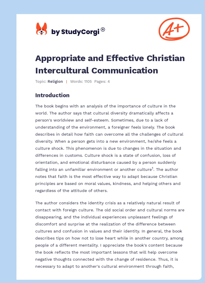 Appropriate and Effective Christian Intercultural Communication. Page 1