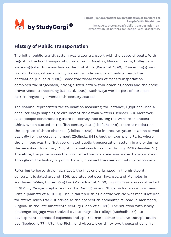 Public Transportation: An Investigation of Barriers For People With Disabilities. Page 2