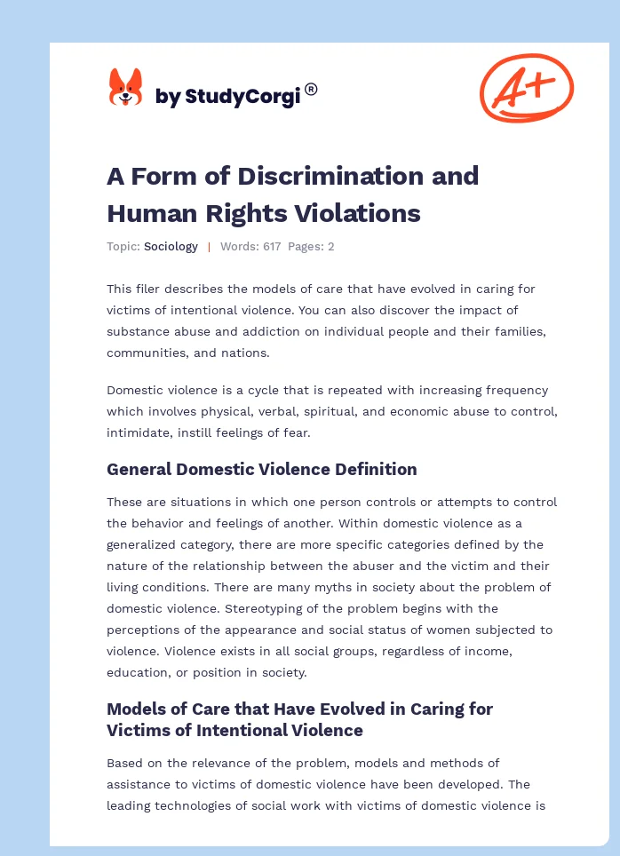 A Form of Discrimination and Human Rights Violations. Page 1