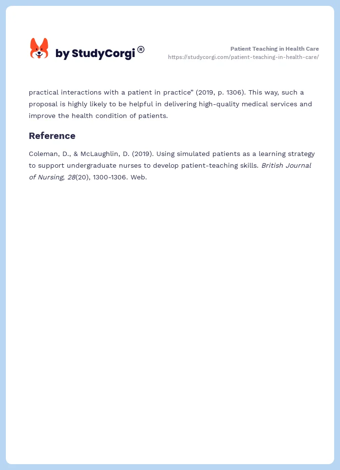 Patient Teaching in Health Care. Page 2