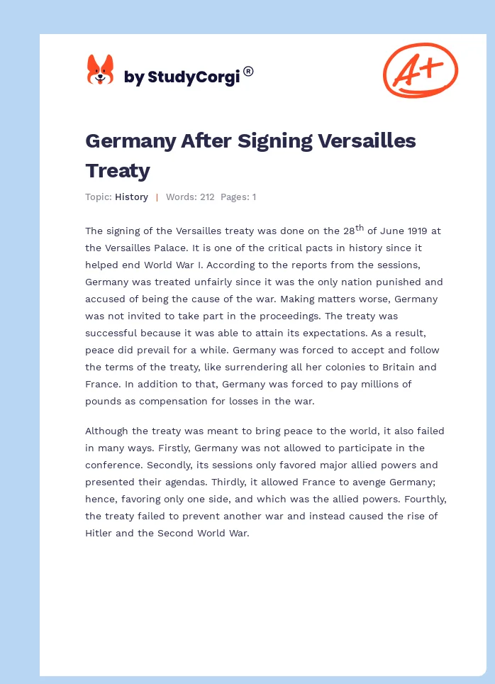Germany After Signing Versailles Treaty. Page 1