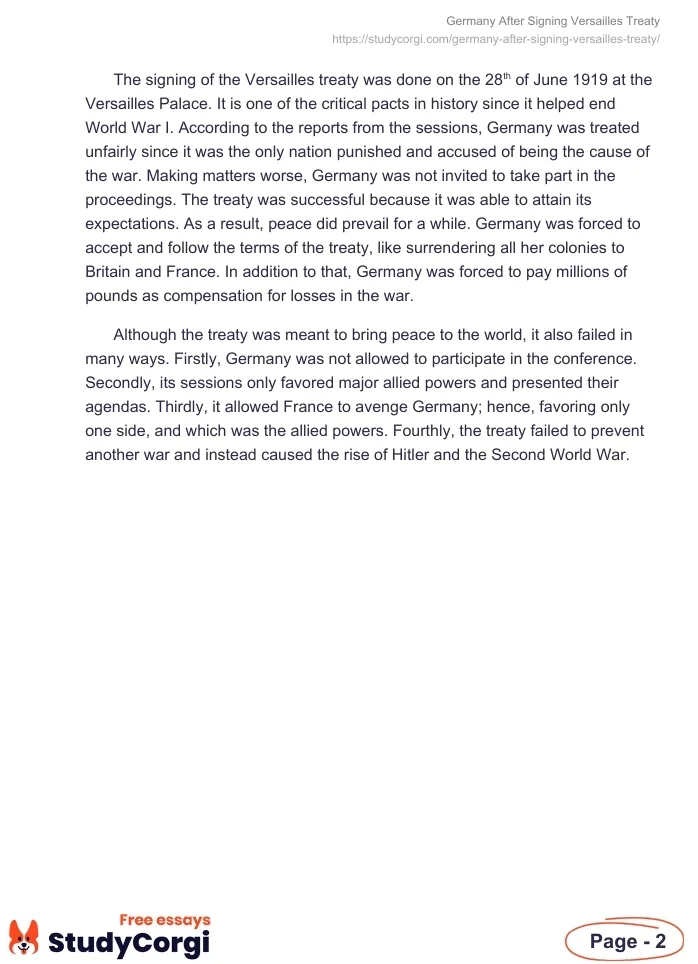 Germany After Signing Versailles Treaty. Page 2