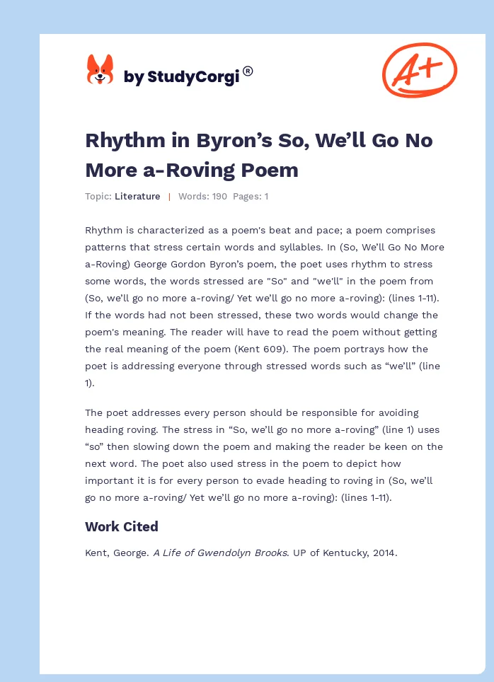 Rhythm in Byron’s So, We’ll Go No More a-Roving Poem. Page 1