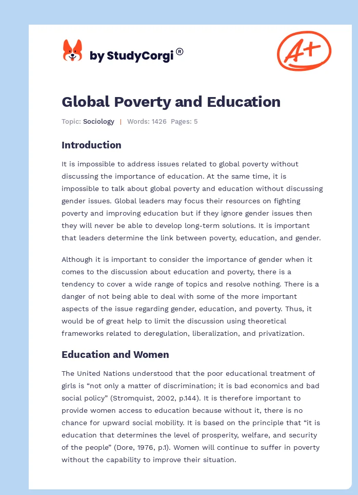 Global Poverty and Education. Page 1