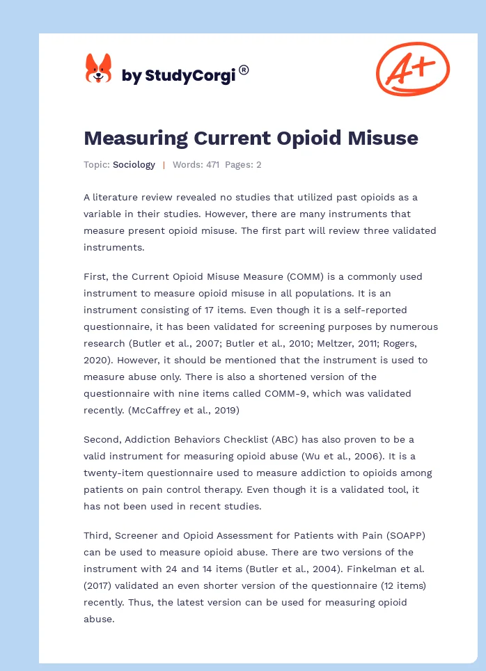 Measuring Current Opioid Misuse. Page 1