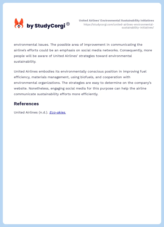 United Airlines' Environmental Sustainability Initiatives. Page 2