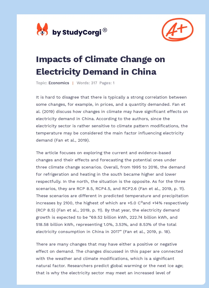 Impacts of Climate Change on Electricity Demand in China. Page 1