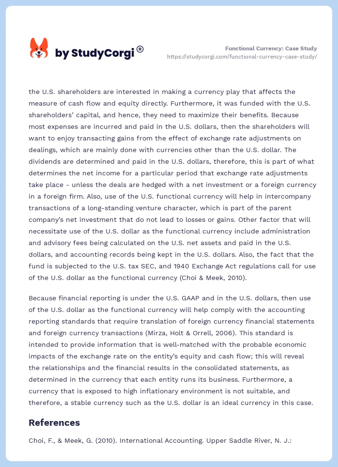 Functional Currency: Case Study. Page 2