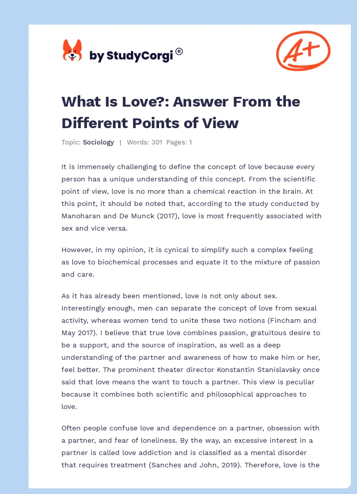 What Is Love?: Answer From the Different Points of View. Page 1