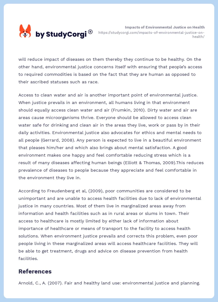 Impacts of Environmental Justice on Health. Page 2