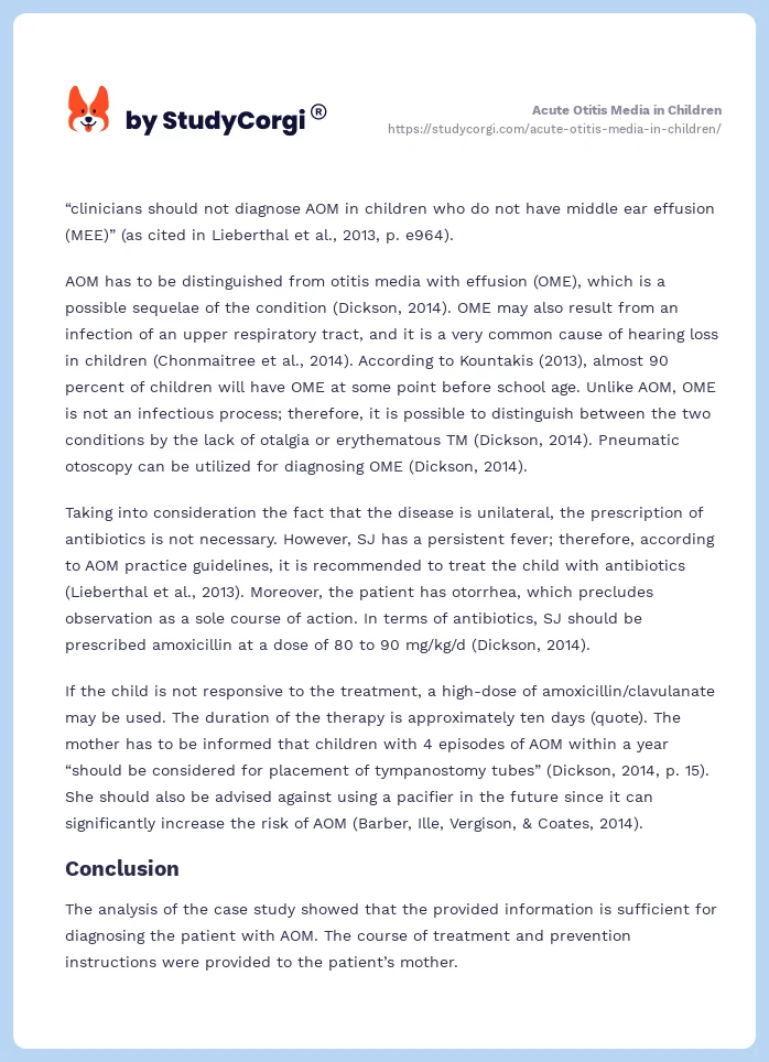 Acute Otitis Media in Children. Page 2