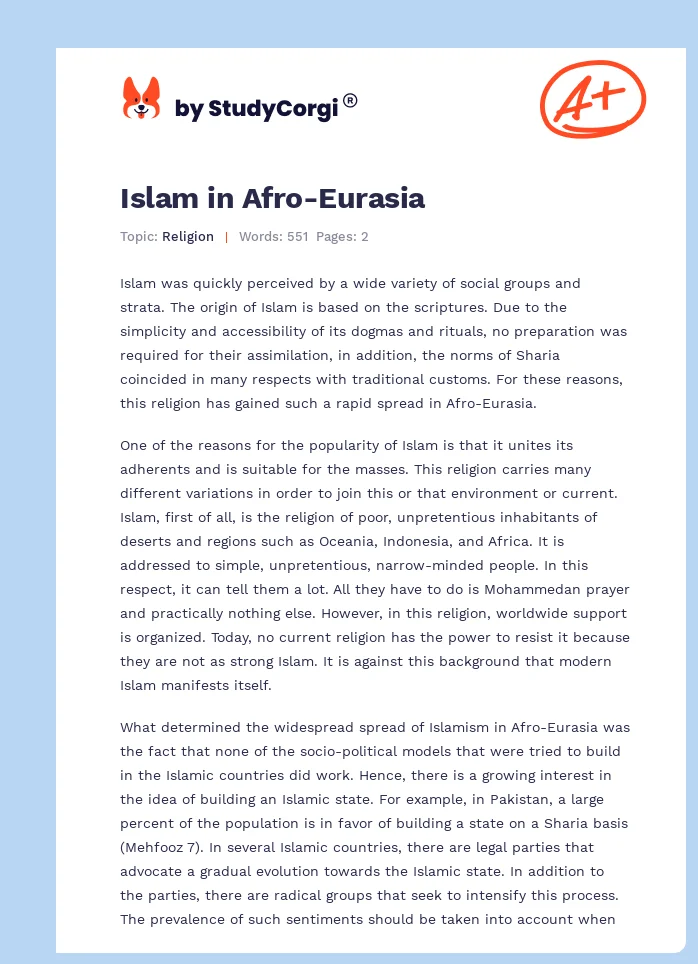 Islam in Afro-Eurasia. Page 1