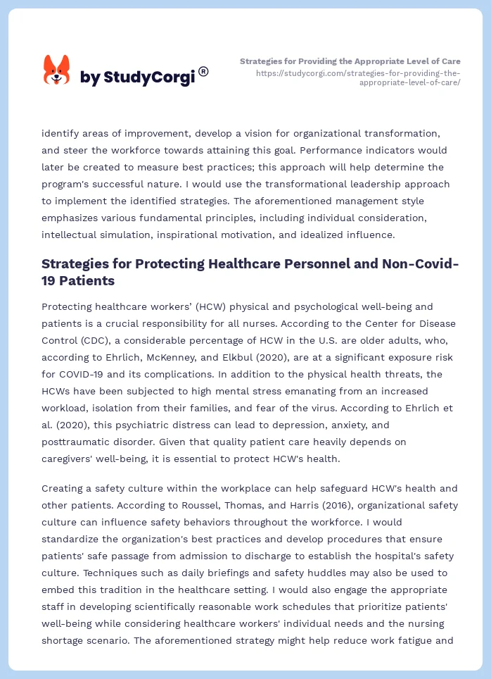 Strategies for Providing the Appropriate Level of Care. Page 2