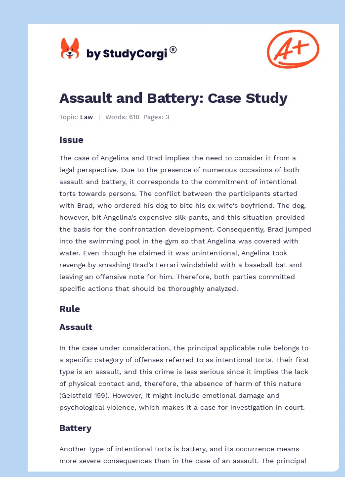 Assault and Battery: Case Study. Page 1