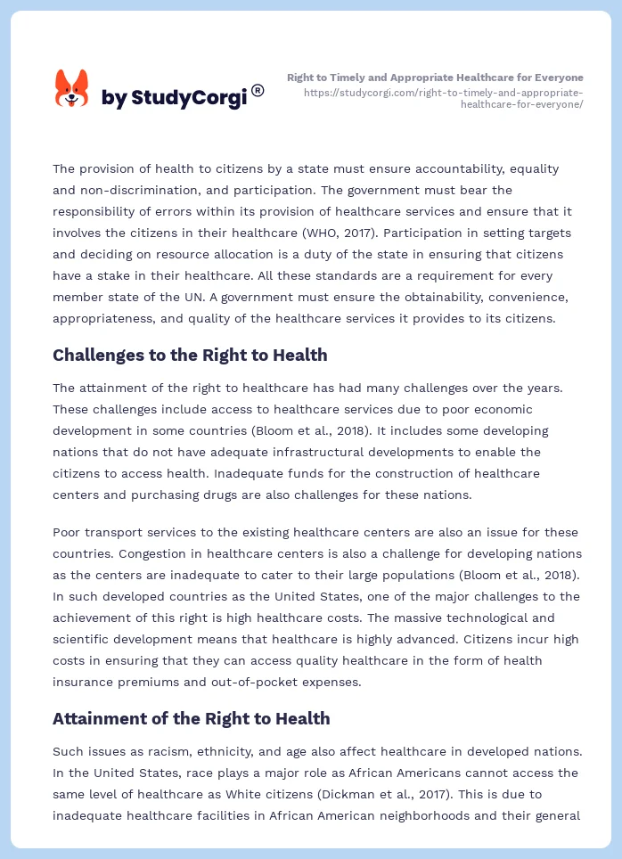 Right to Timely and Appropriate Healthcare for Everyone. Page 2