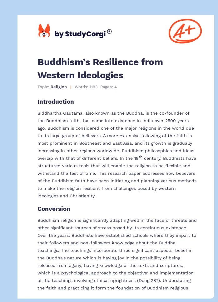 Buddhism’s Resilience from Western Ideologies. Page 1