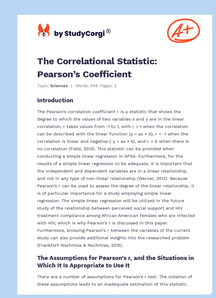 The Correlational Statistic: Pearson’s Coefficient. Page 1