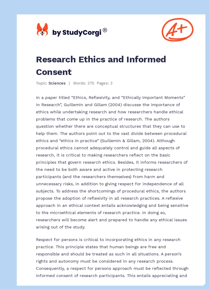 Research Ethics and Informed Consent. Page 1