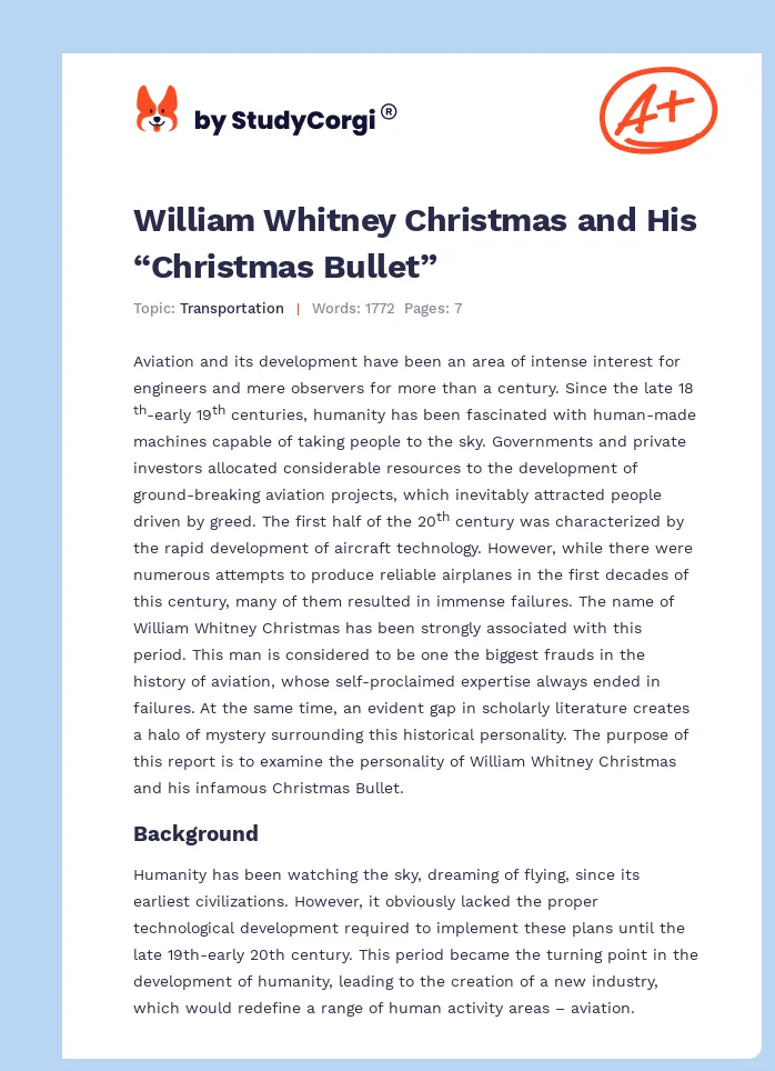 William Whitney Christmas and His “Christmas Bullet”. Page 1