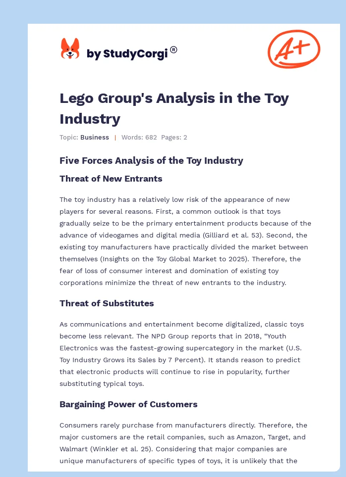Lego Group's Analysis in the Toy Industry. Page 1