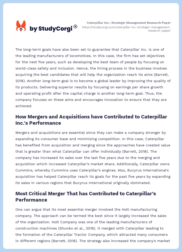 Caterpillar Inc.: Strategic Management Research Paper. Page 2