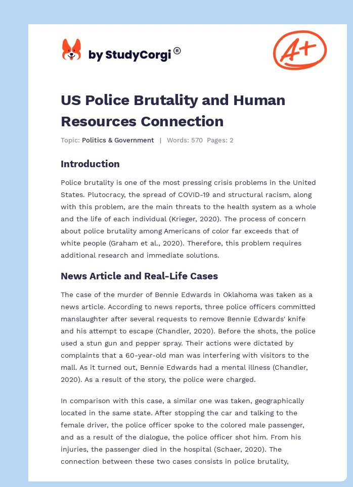 US Police Brutality and Human Resources Connection. Page 1