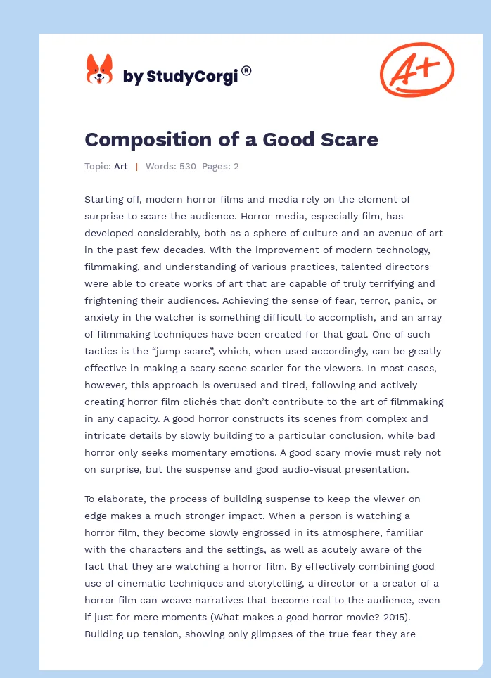 Composition of a Good Scare. Page 1