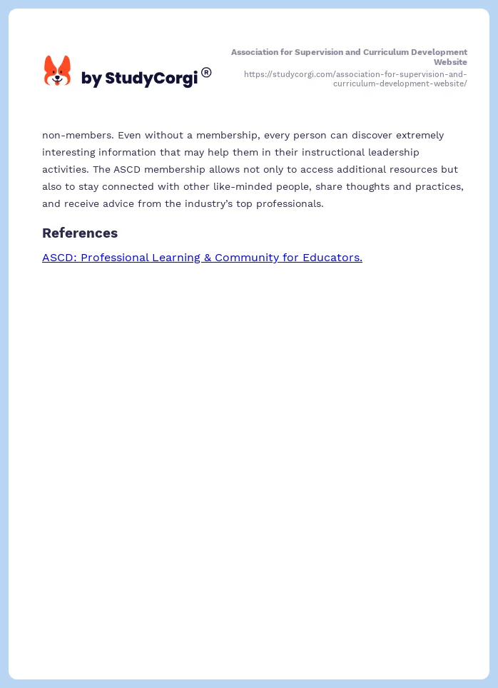 Association for Supervision and Curriculum Development Website. Page 2