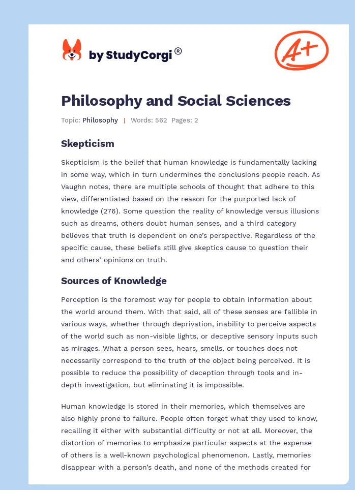 Philosophy and Social Sciences. Page 1