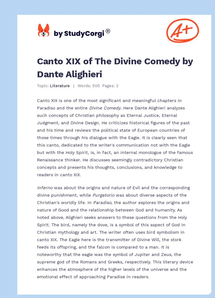 Canto XIX of The Divine Comedy by Dante Alighieri. Page 1