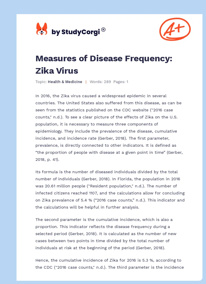 Measures of Disease Frequency: Zika Virus. Page 1