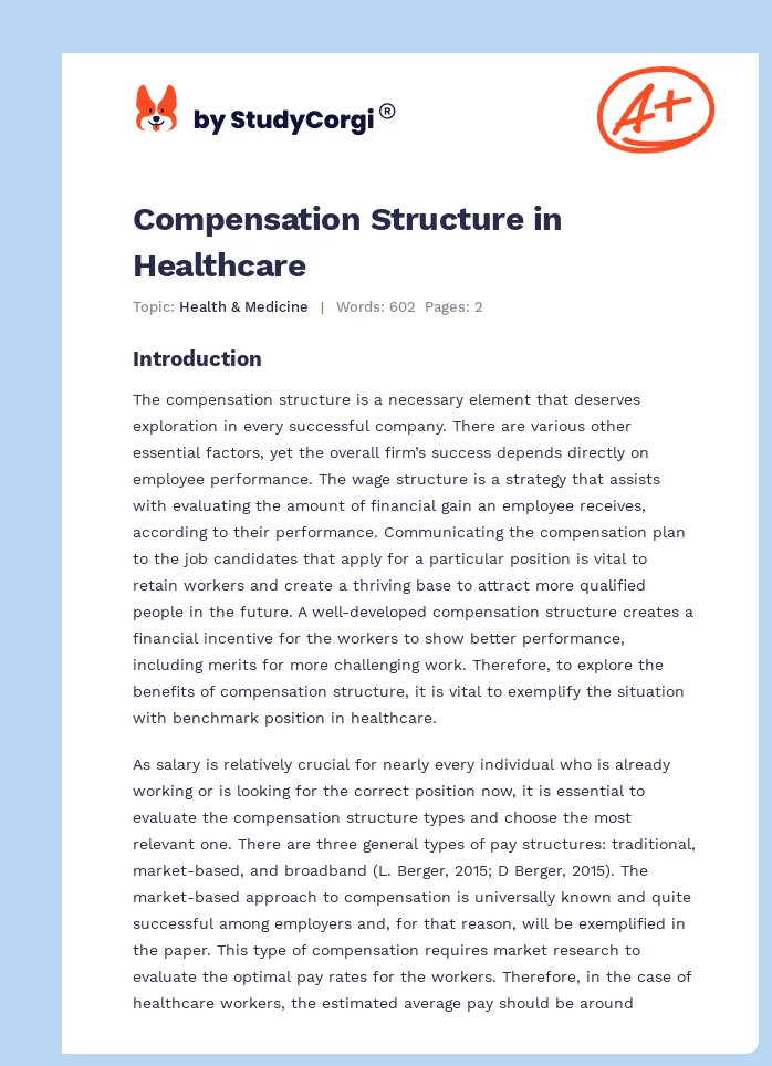 Compensation Structure in Healthcare. Page 1