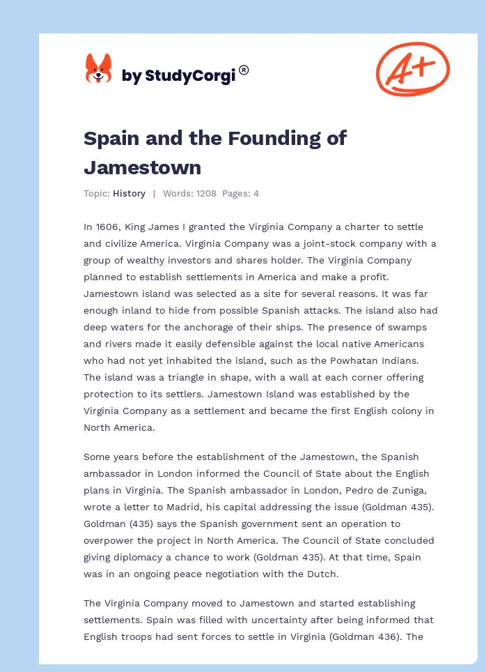 Spain and the Founding of Jamestown. Page 1
