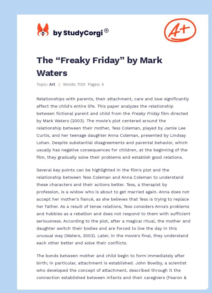The “Freaky Friday” by Mark Waters. Page 1