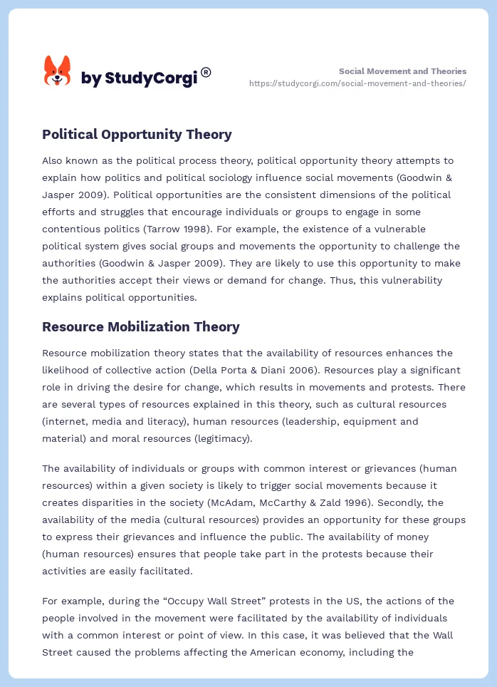 Social Movement and Theories. Page 2