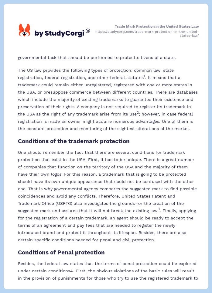 Trade Mark Protection in the United States Law. Page 2