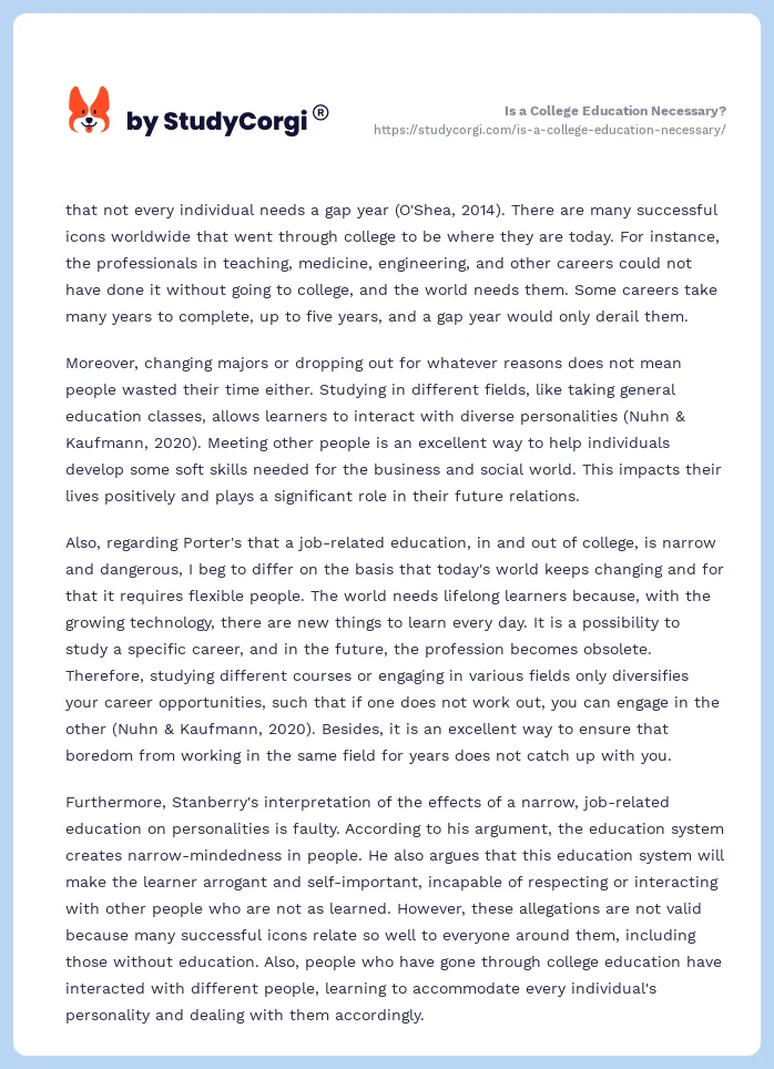 Is a College Education Necessary?. Page 2