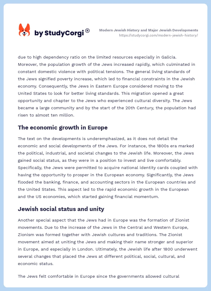 Modern Jewish History and Major Jewish Developments. Page 2