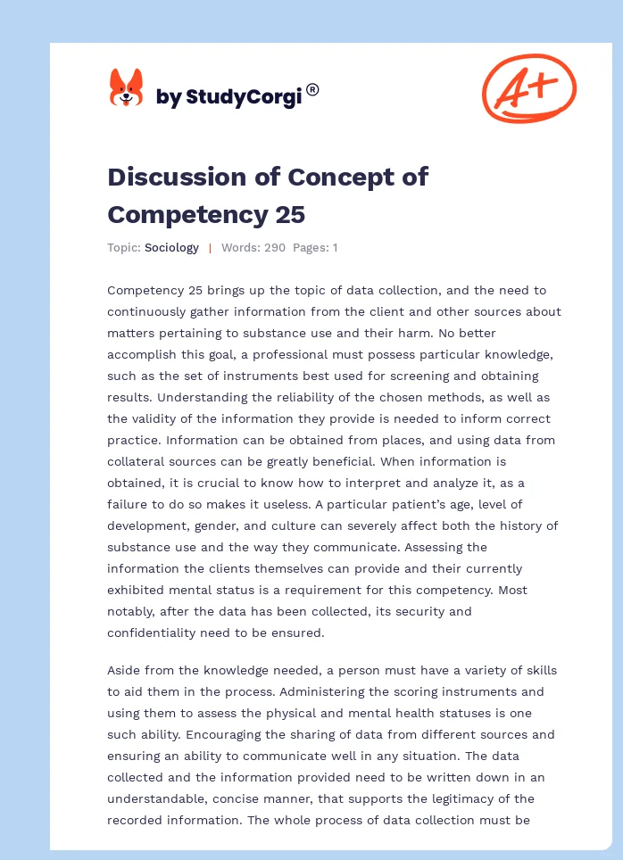 Discussion of Concept of Competency 25. Page 1