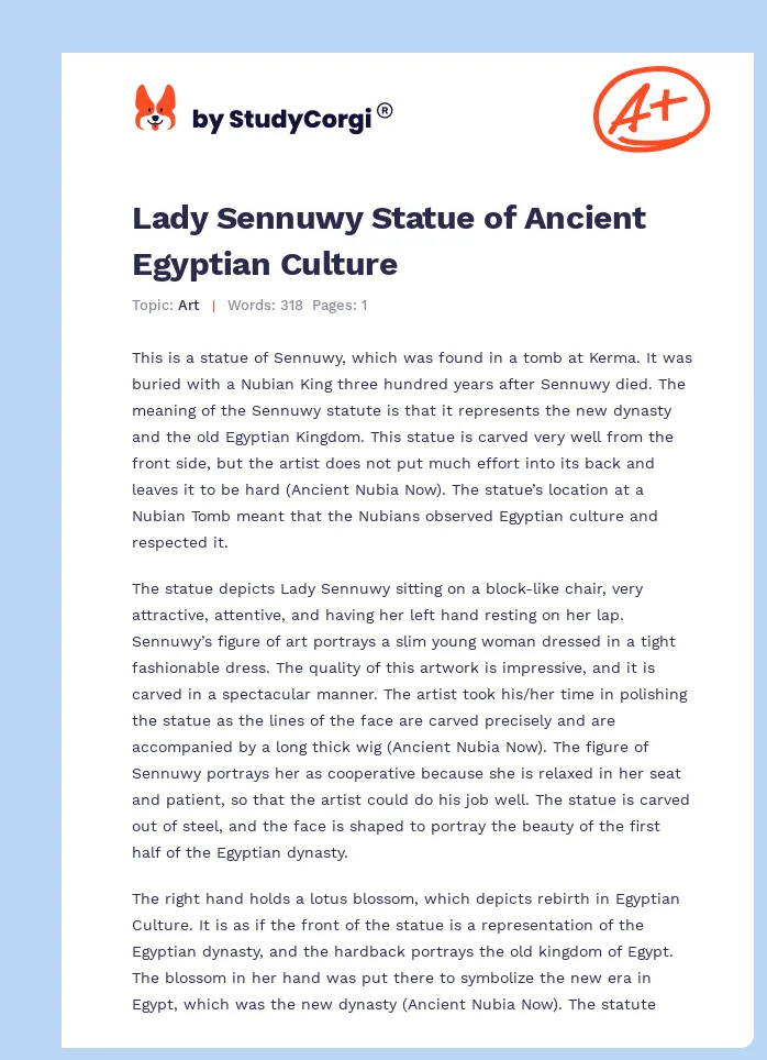 Lady Sennuwy Statue of Ancient Egyptian Culture. Page 1