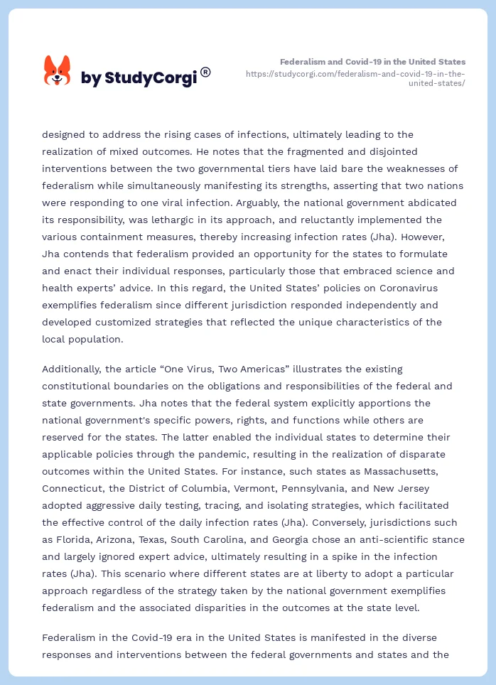 Federalism and Covid-19 in the United States. Page 2