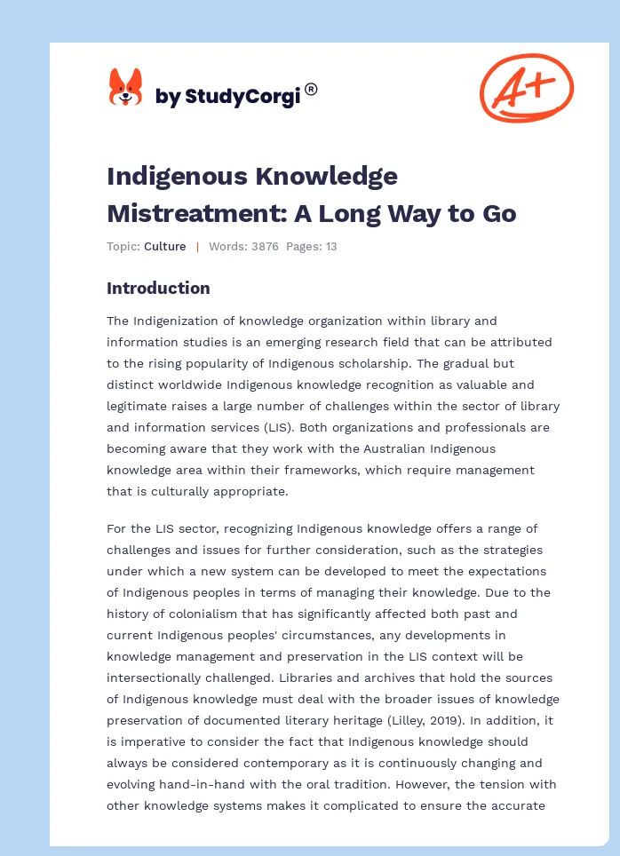 Indigenous Knowledge Mistreatment: A Long Way to Go. Page 1