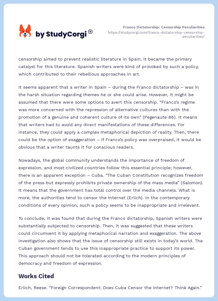 Franco Dictatorship: Censorship Peculiarities. Page 2