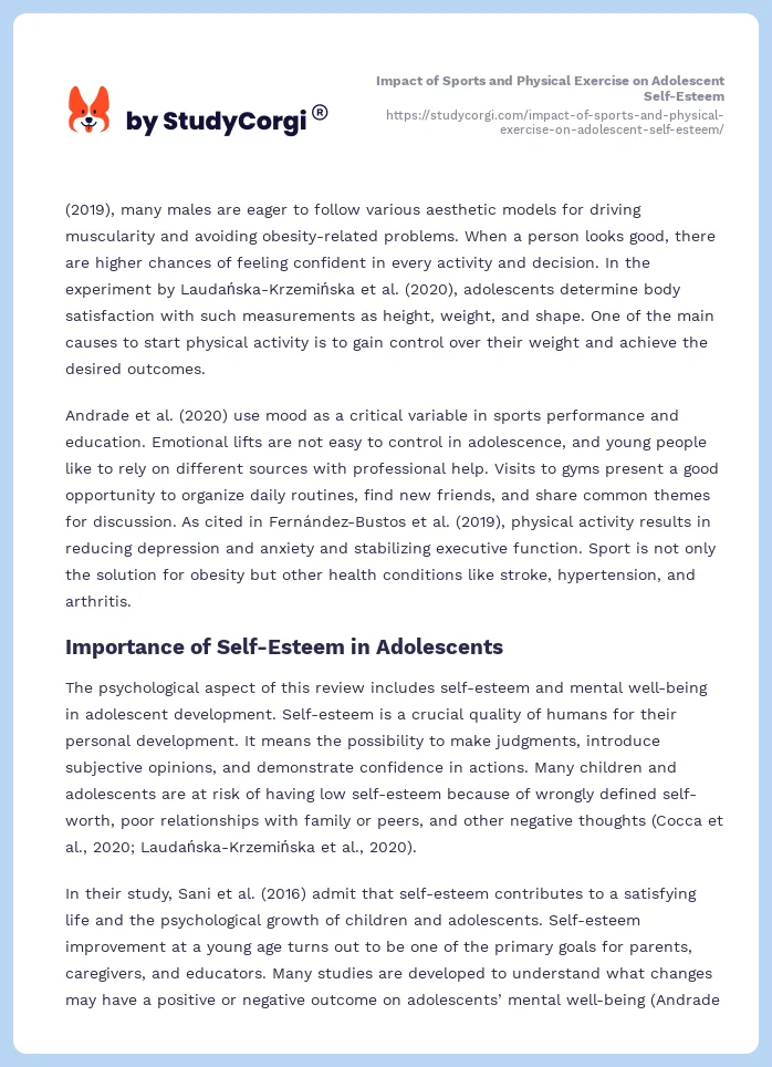 Impact of Sports and Physical Exercise on Adolescent Self-Esteem. Page 2