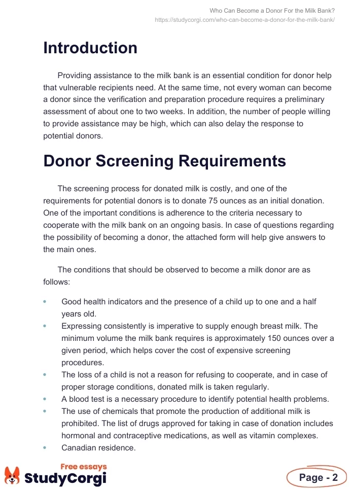 Who Can Become a Donor For the Milk Bank?. Page 2