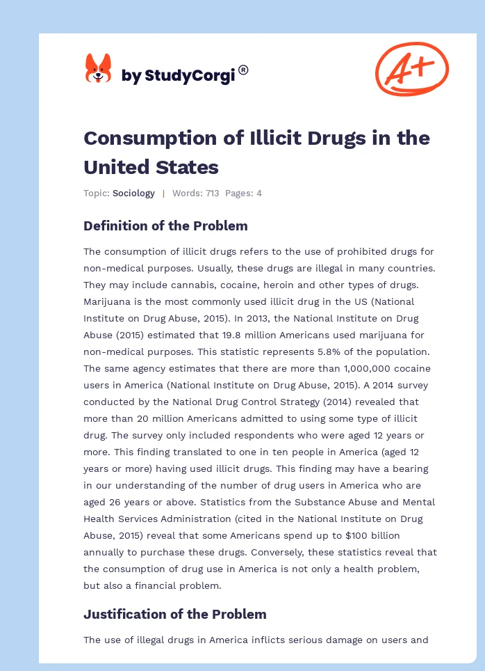 Consumption of Illicit Drugs in the United States. Page 1